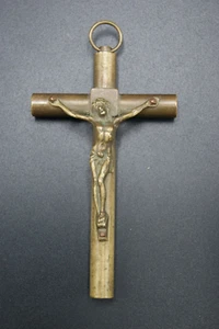 † COLGANTE CRUZ CRUCIFIJO BRONCE DORADO PATINADO 19TH por DELASALLE G. FRANCIA † - Imagen 1 de 15