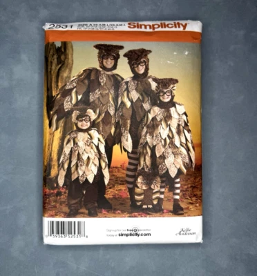 Simplicity 2531 Owl Costume For Family Adult- Teens- Child  XS-L Sewing Pattern - Image 1 of 2
