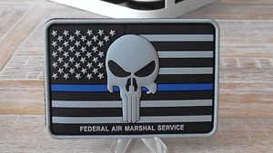 US Federal Air Marshal Service FAM FAMS Grey Punisher Hook & Loop Rubber Patch - Bild 1 von 5