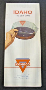 VTG Conoco IDAHO State Map Double Sided 18x26 Ad Hottest Brand Going Gem State - Picture 1 of 6