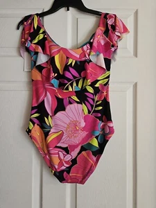 Trina Turk Solar Floral Damen Badeanzug Schulterfrei 10 Neu mit Etikett NEU Pink UVP $ 162 - Bild 1 von 6