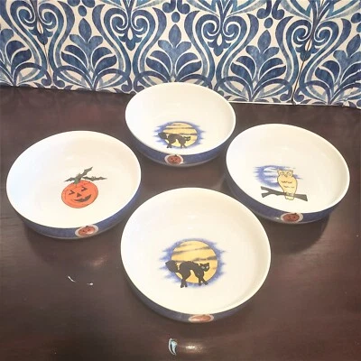 "Lote de 4 cuencos de cereal American Atelier Domestication HALLOWEEN 6"" 🎃" Foto 1 de 4