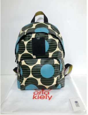 Orla Kiely Rare Large Laptop Calypso Green Blue Backpack - Image 1 of 4