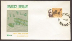 1965 Australia Lawrence HARGRAVE Flight Unused ROYAL FDC - Grey/Green Cachet - Foto 1 di 1