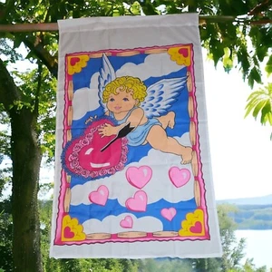 Happy Valentines Day Large House Flag Baby Cupid Hearts 28x48" - Picture 1 of 2