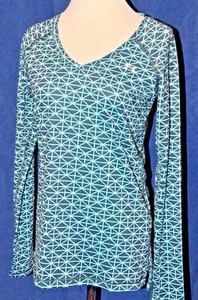 Under Armour top shirt UA S Fitted New anti-odor Heat gear long slvs aqua black - Picture 1 of 6