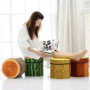 3D Fruit Green lemon Cube Stool Seat Folding Ottoman Pouffe Toy Storage Box - Picture 1 of 10