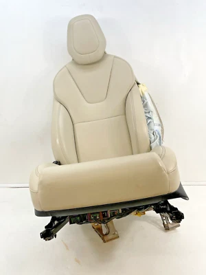16-20 Tesla Modelo X Asiento Delantero Izquierdo Lado Del Conductor Cuero Crema Conjunto!!LEER!! Foto 1 de 4