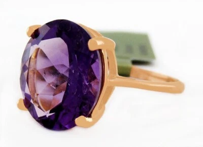 ANILLO SOLITARIO AMATISTA GENUINO 3,55 quilates chapado en oro rosa 14k (.925) - nuevo con etiquetas Foto 1 de 4