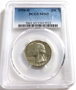 Dólar Washington 1956 90 % plateado PCGS MS-65 esta losa exacta/certificado # - Imagen 1 de 4