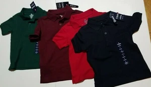 Boys Chaps Brand School Uniform Polo Shirt Green Red Burgundy Navy Blue Size 4 - Picture 1 of 5