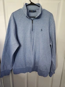 Polo Ralph Lauren Pullover Herren Large hellblau meliert Quarter Zip Pulli - Bild 1 von 8