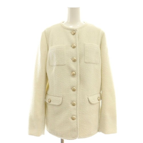 OFF WHITE Giacca Celford 24Aw Piping Tweed senza colletto 36 colore bianco sporco argento Mi Os Sh W