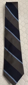 Vintage J. PRESS Tie Silk REPP Stripe 3.25” X 61” Black Khaki Blue USA - Picture 1 of 3