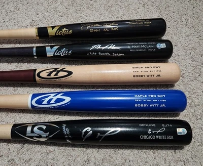 MLB 34" Bats Maple 5 Nuevo Firmado 3 Jaulas Usado Foto 1 de 4