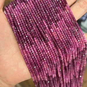 Cubo facetado pequeño natural genuino de 2 mm cuentas cuadradas de rubí para hacer joyas hágalo usted mismo - Imagen 1 de 6