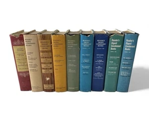 Vtg Reader’s Digest Books 9 Red Blue Green Hardback Decorative Staging Decor - Foto 1 di 16