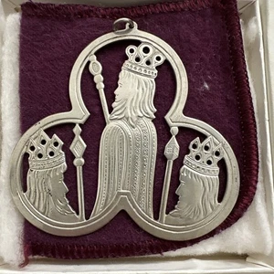 1973 Lunt Trefoil "Geschenk der Könige" Sterling Silber Weihnachtsschmuck Mint Bag - Bild 1 von 7
