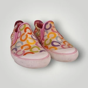 COACH Beale Colorful “C” Slip On Canvas Sneakers Pink Leather Trim Size 7.5 - Picture 1 of 7