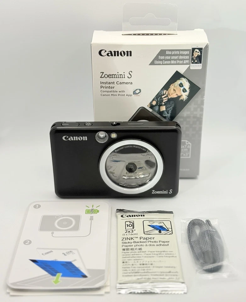 Canon Zoemini S Instant Camera & Photo Printer (Black) + 10 Shot Roll / Film - Image 1 of 4