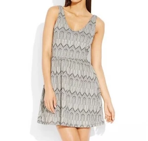 Lucky Brand Sleeveless Geometric Print Dress Black Beige 2X Back Zip - Picture 1 of 5