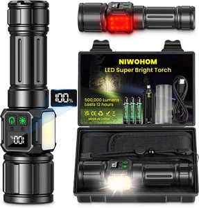 Linternas LED Alta Potencia, Linterna LED Recargable 500000 Lúmenes Potente, Lin - Imagen 1 de 7