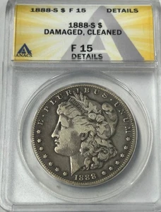 1888 S Morgan Silver Dollar ANACS F Details Tougher Date Morgan - Picture 1 of 8