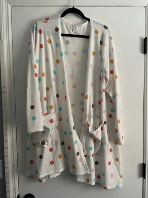 Cárdigan Suéter LuLaRoe Caroline Naranja Rosa Azul Rojo Lunares, Grande Foto 1 de 3