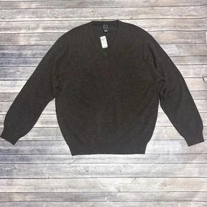 Maglione Jos A Bank Marrone Spazzolato Cashmere Scollo V Nuovo XL Collezione Executive - Foto 1 di 7