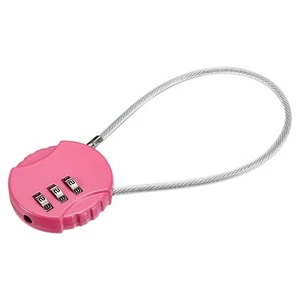 Small Combination Locks 3 Digit Baggage Padlocks Pink 7.8-Inch - Picture 1 of 5