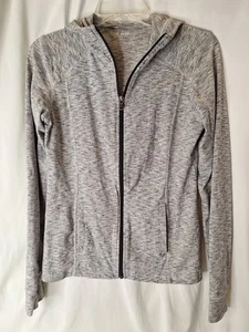 #546 Tek Gear DryTek Active Sudadera con Capucha Gris Jaspeado Para Mujer Pequeña Cremallera Completa Elastizada - Imagen 1 de 6