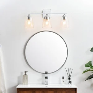 Wall Sconce 3 Light Fixture Chrome Bathroom Vanity Bedroom or Dining Room 24" - Picture 1 of 7