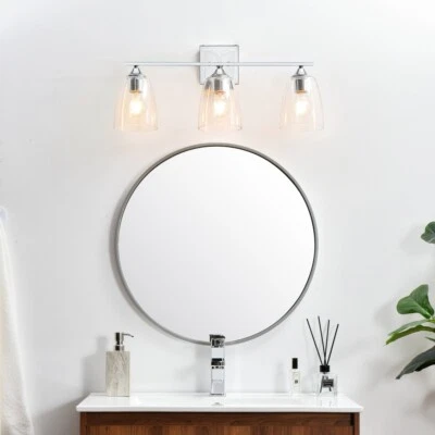 Wall Sconce 3 Light Fixture Chrome Bathroom Vanity Bedroom or Dining Room 24" - Image 1 of 4