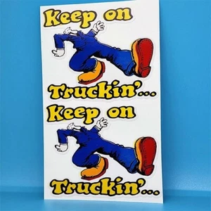 Pair of KEEP ON TRUCKIN' Vintage Style DECALs, Vinyl STICKER - Picture 1 of 2