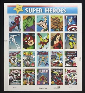 MARVEL COMICS SUPER HEROES .41 Cent Stamps Sheet Cartoon Hulk Spider-Man X-men - Picture 1 of 2