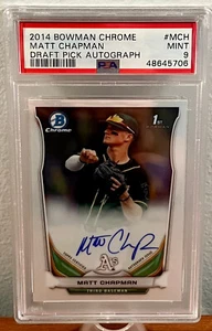Autografo 2014 Bowman Chrome Matt Chapman Pre Rookie PSA 9 COME NUOVO - Foto 1 di 2