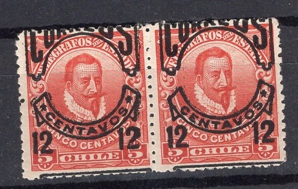 CHILE, YV # 54, PAIR, DISPLACED OVERPRINT, MNH - Image 1 of 1