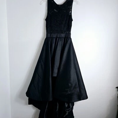 Betsy And Adam Asymmetric Lace Top Black Dress Gown Size 2 - Image 1 of 4