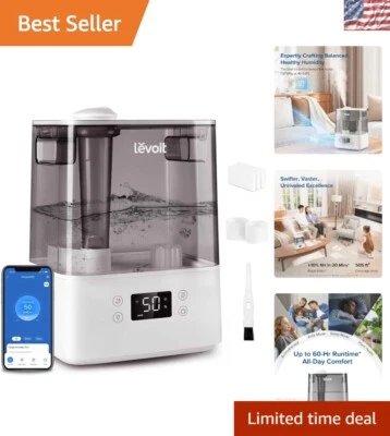 Quiet 6L Cool Mist Humidifier with Auto Mode and Voice Control for Bedrooms - Image 1 of 4