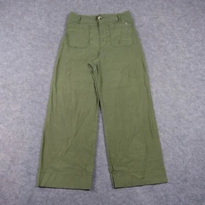 Pantalone Anthropologie donna 29 verde gamba larga tasche anteriori bohemien hippie crop - Foto 1 di 19