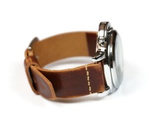 Distressed leather watch band Full grain Handmade Brown watchband 18 20 22 24mm 