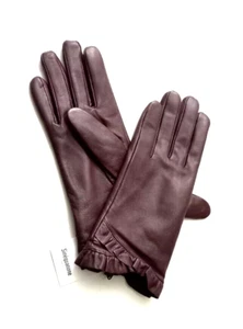 SINEQUANONE GANTS EN CUIR D'AGNEAU TAILLE M/L COLORIS PRUNE - Picture 1 of 16