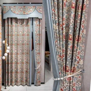 Garden print American cotton linen cloth blackout curtain valance drape C1337 - Picture 1 of 12
