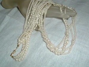 Vintage Estate 5 Strand White Pearl Necklace 28" - Picture 1 of 5