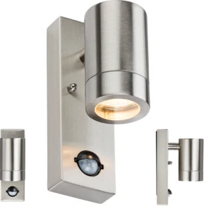 Knightsbridge 230V IP44 GU10 Stainless Steel Wall Light with Pir WALL5LSS - Picture 1 of 1