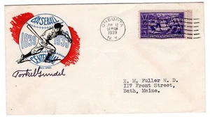 Baseball Centennial #855 FDC #41 Gundel U/O CCL Oneonta NY 1939 - Picture 1 of 2