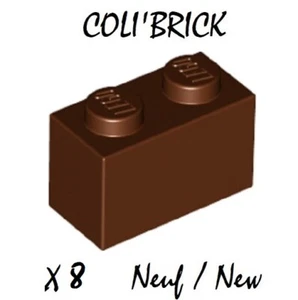 Lego 3004 - 8x Briques / Brick 1x2 - Marron / Reddish Brown - 93792 - New Neuf - Photo 1/1
