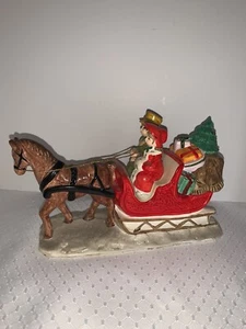Slitta cavallo ceramica decorazione natalizia regali albero di natale made Japan anni '50 - Foto 1 di 7