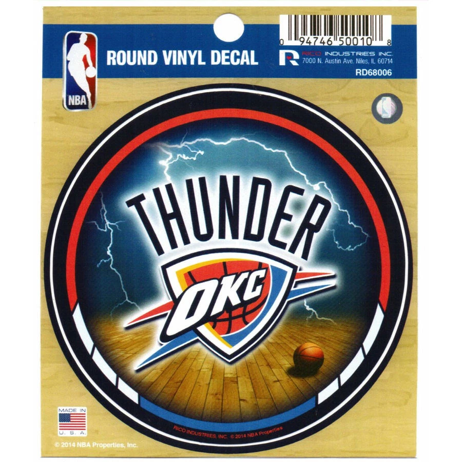 Oklahoma City Thunder - Round Sticker Round Circle Logo 4.5" Vinyl Sticker - Image 1 of 1