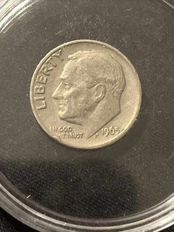 1965 RARE NO MINT MARK ROOSEVELT DIME WITH ERROR IN GOD WE TRUST 10 cents Cover